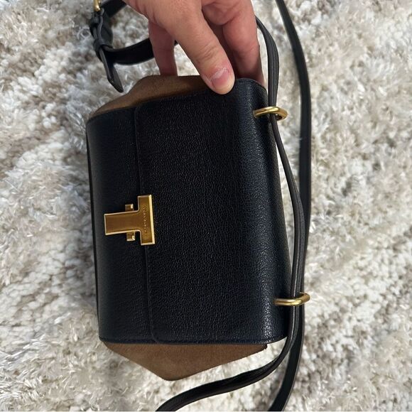 Tory Burch Juliette Black Leather Brown Suede Women's Mini Bag - Picture 11 of 12